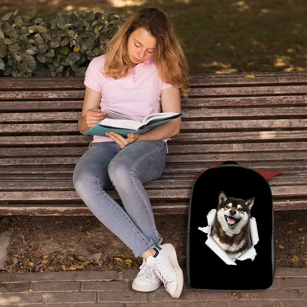 Jack Russell Terrier Backpack Daypack Lovely Dog Print Bookbag Laptop Bag For Work Travel Hiking 17 Inch Black Lightweight Style 1