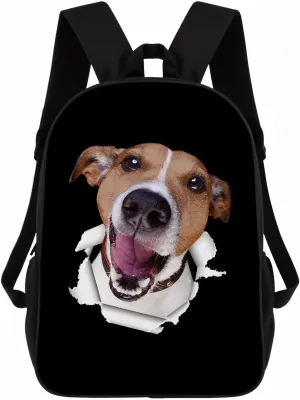 Jack Russell Terrier Backpack Daypack Lovely Dog Print Bookbag Laptop Bag For Work Travel Hiking 17 Inch Black Lightweight Style 1