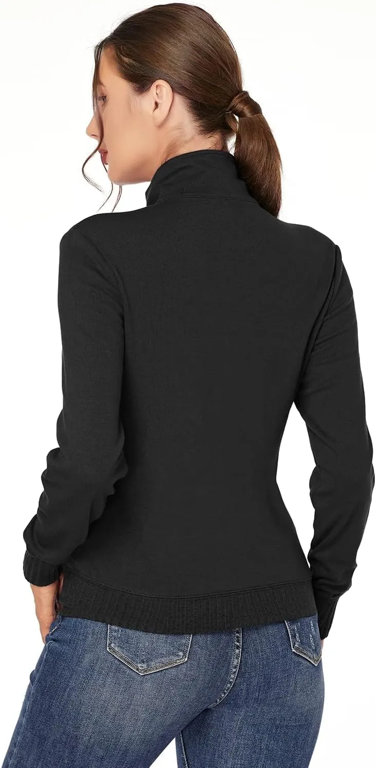 J.Corrine Women's Zip up Sweatshirts Jacket Stand Collar Long Sleeve Running Track Jacket with Pockets