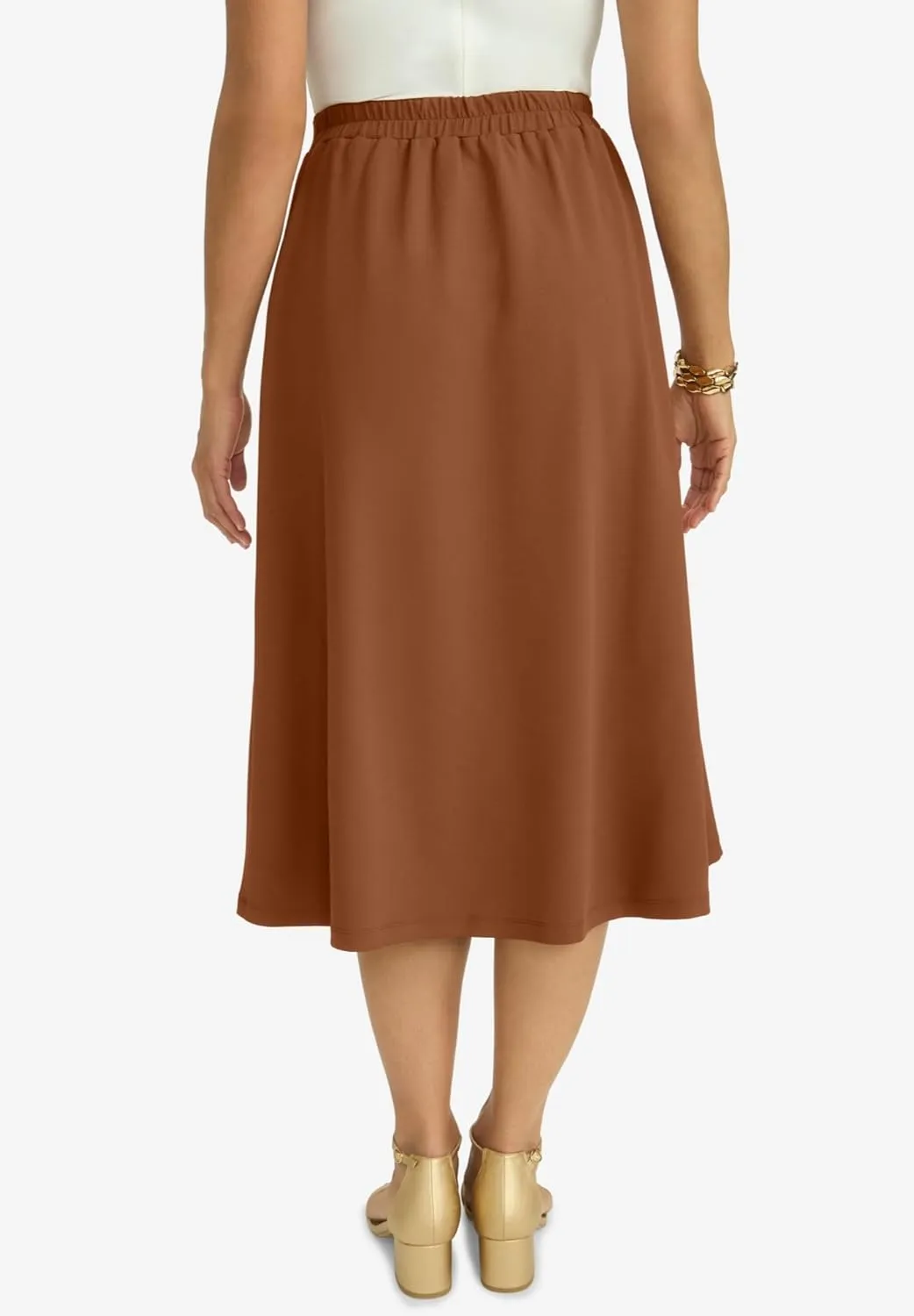 Jessica London Women's Plus Size Knit Crepe Side Button Midi Skirt
