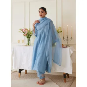 Juanita Blue Handwoven Chanderi Kurta & Pant with Dupatta (Set of 3)