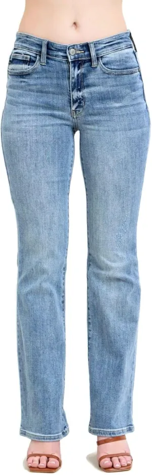 Judy Blue Women's Five Pocket Mid Rise Classic Bootcut Jeans