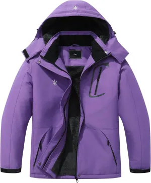 KAIDER Women's Plus Size Waterproof Ski Jacket Winter snow outdoor warm hooded raincoat Mountain Windbreaker Coat