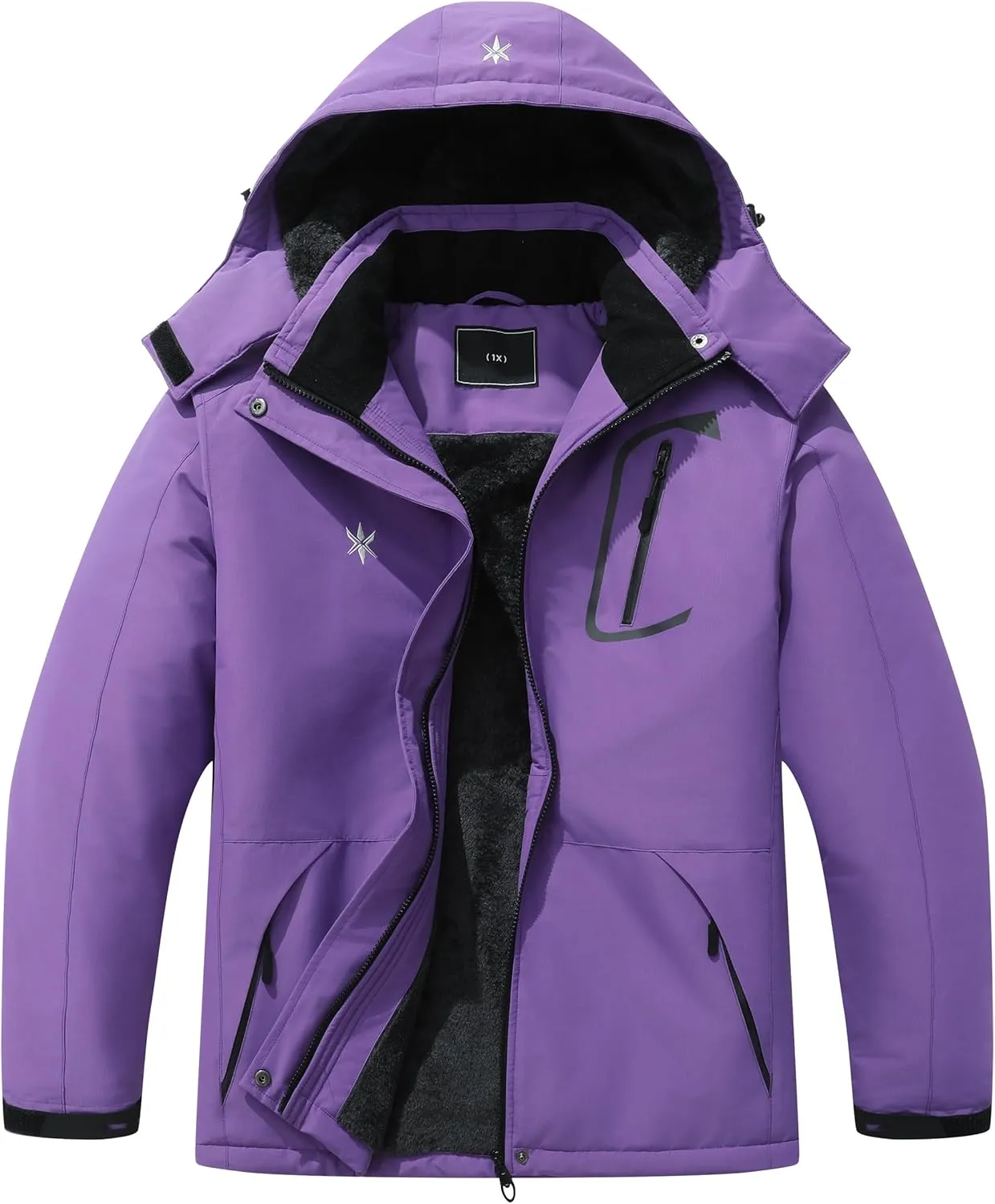 KAIDER Women's Plus Size Waterproof Ski Jacket Winter snow outdoor warm hooded raincoat Mountain Windbreaker Coat