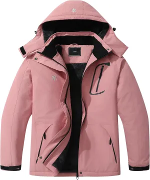KAIDER Women's Plus Size Waterproof Ski Jacket Winter snow outdoor warm hooded raincoat Mountain Windbreaker Coat