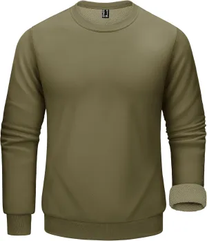 KEFITEVD Men's Crewneck Sweatshirt Long Sleeve Warm Fall Sweatshirt Fleece Lined Pullover