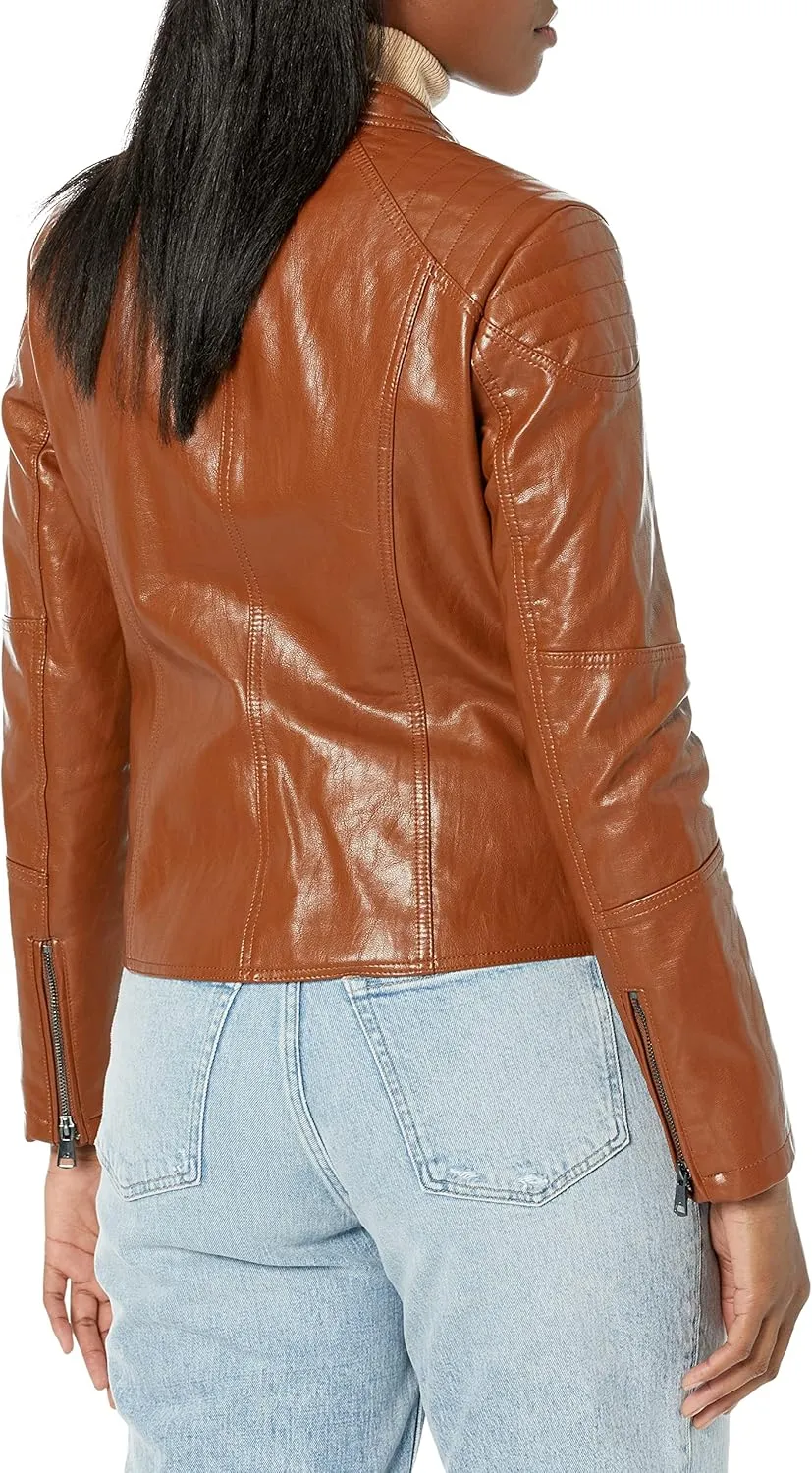 Kenneth Cole Women's Classic Short Moto Faux Leather Jacket