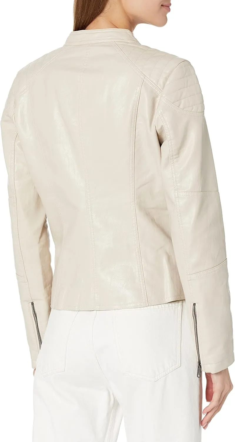 Kenneth Cole Women's Classic Short Moto Faux Leather Jacket