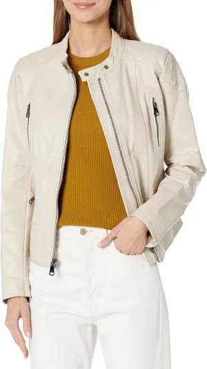 Kenneth Cole Women's Classic Short Moto Faux Leather Jacket