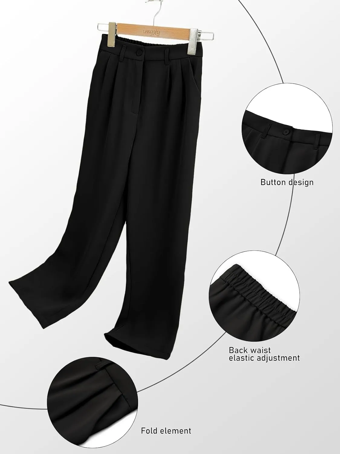 Kids Girls High Waist Wide Leg School Uniform Pants 5-14 Years