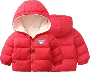Kids Toddler Baby Girls Boys Winter Warm Thick Cotton Down Hooded Padded Clothes Coat Winter Jacket Coat Outer Clothing