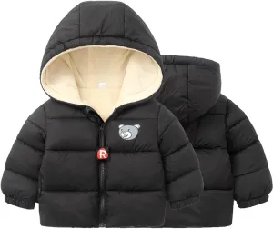 Kids Toddler Baby Girls Boys Winter Warm Thick Cotton Down Hooded Padded Clothes Coat Winter Jacket Coat Outer Clothing