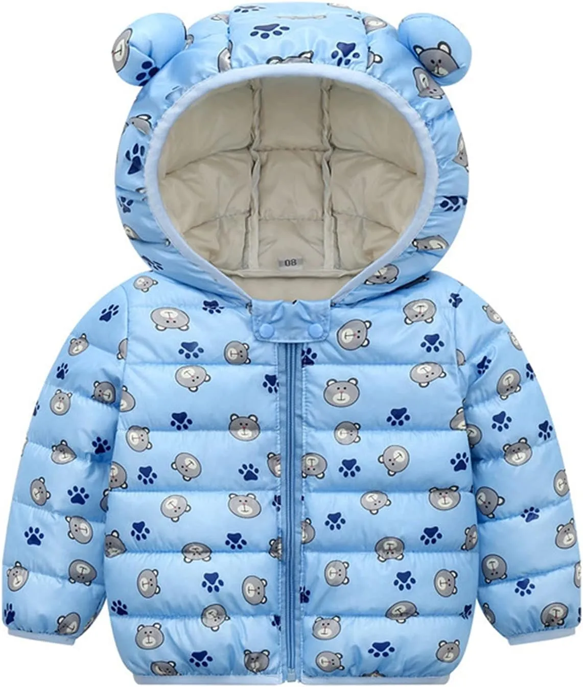 Kids Toddler Baby Girls Boys Winter Warm Thick Cotton Down Hooded Padded Clothes Coat Winter Jacket Coat Outer Clothing