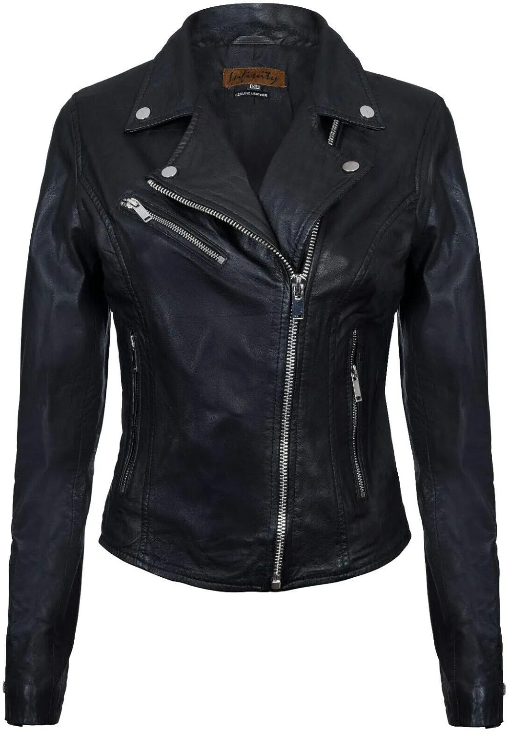Ladies Leather Jacket Classic Biker Style Real Leather Womens Jacket