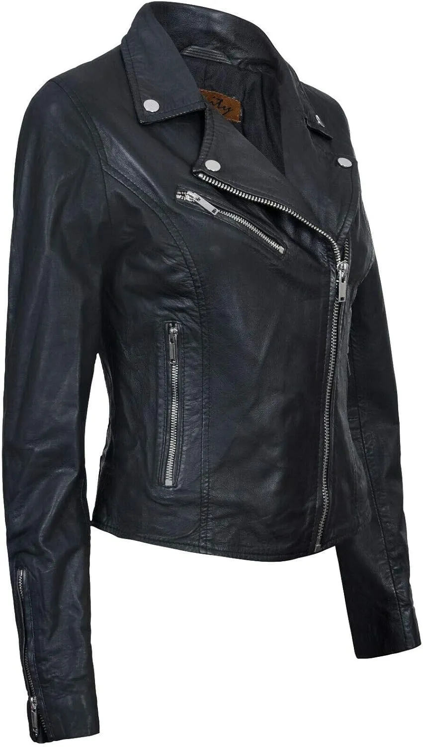 Ladies Leather Jacket Classic Biker Style Real Leather Womens Jacket