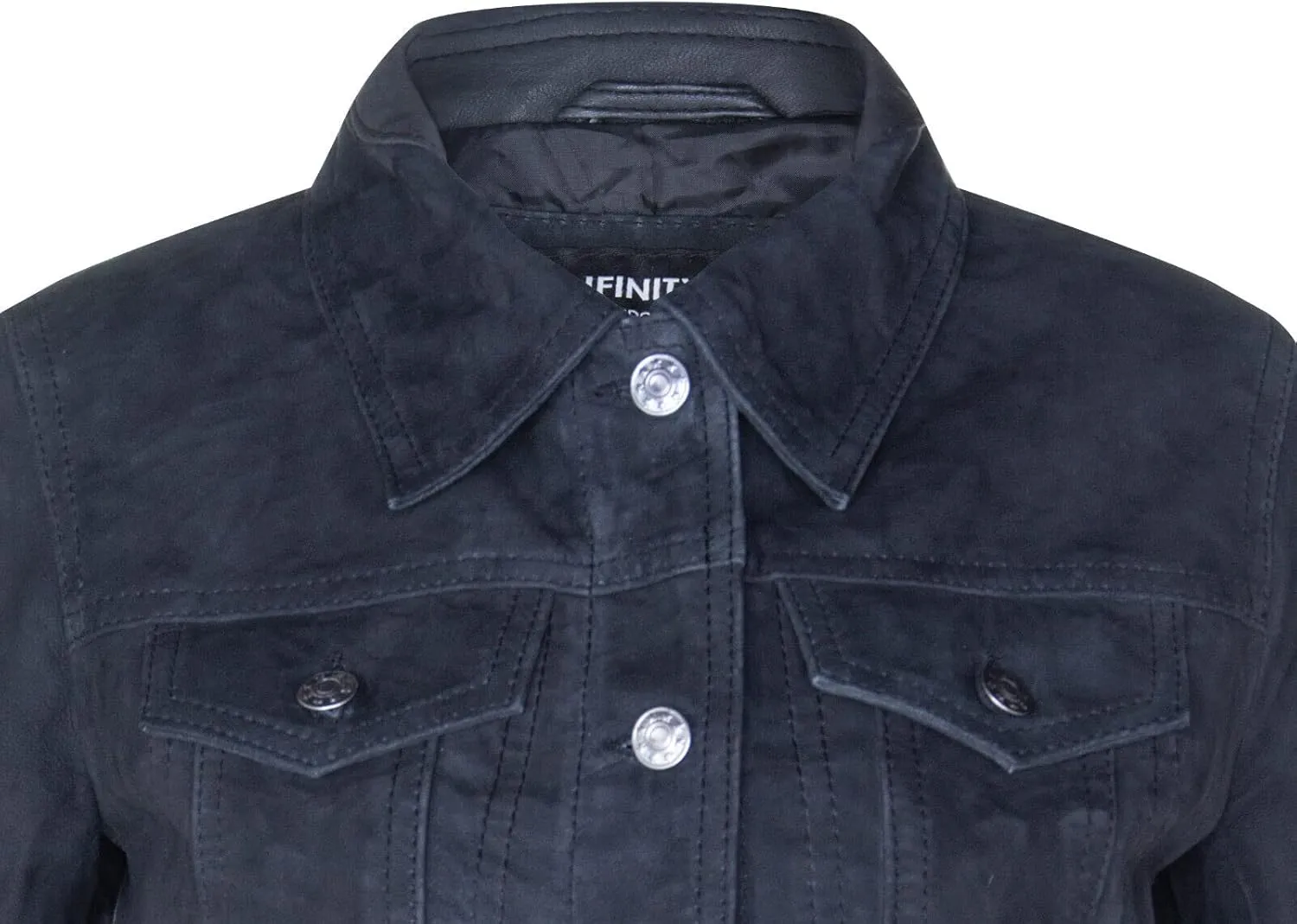 Ladies Suede Trucker Classic Western Leather Denim Jeans Jacket