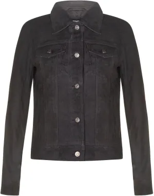 Ladies Suede Trucker Classic Western Leather Denim Jeans Jacket