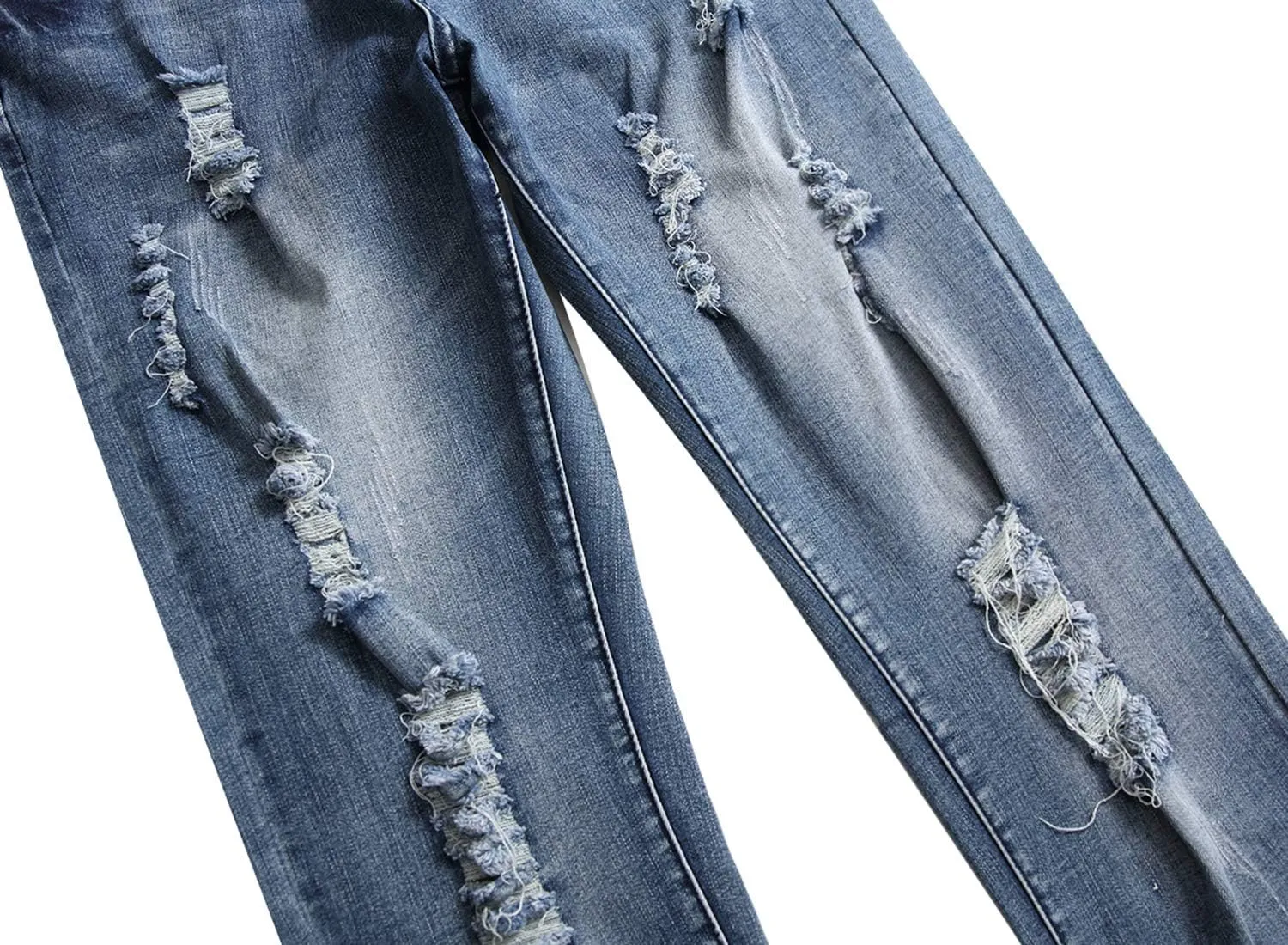 LAMKUKU Men's Ripped Jeans Slim Fit Casual Distressed Denim Pants
