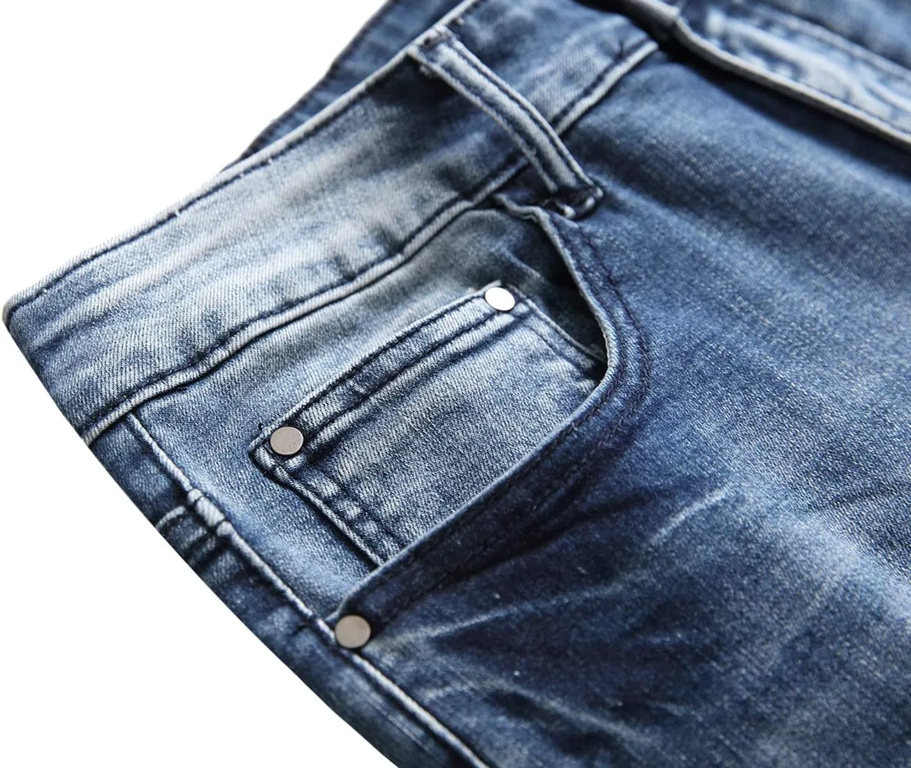 LAMKUKU Men's Ripped Jeans Slim Fit Casual Distressed Denim Pants