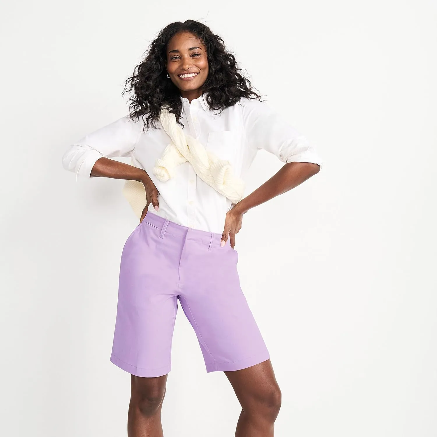 Lands' End Women's Elastic Back Classic 12" Chino Shorts
