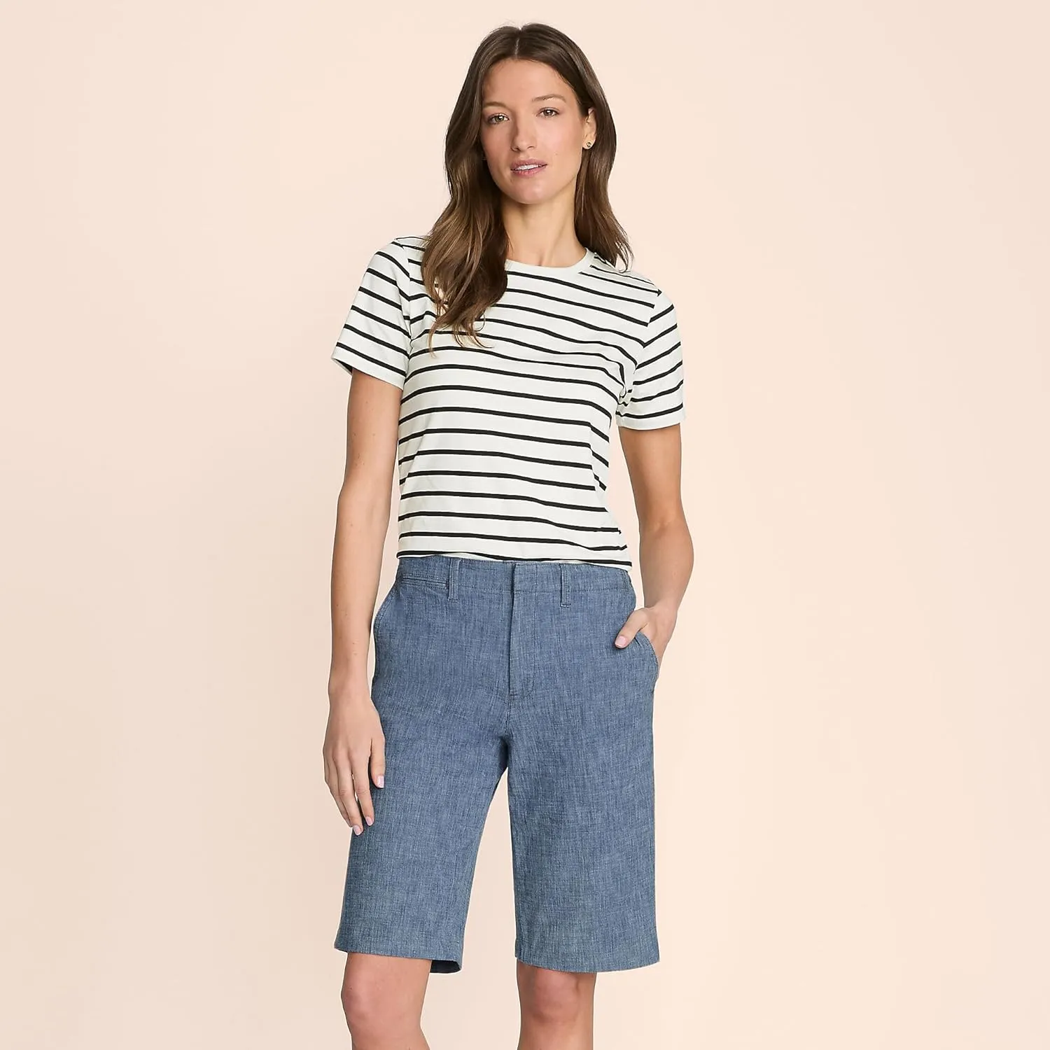 Lands' End Women's Elastic Back Classic 12" Chino Shorts