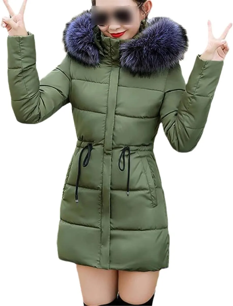 Large Fur Winter Jacket Women Padded Parka Coat Slim Long Winter Coat Down Cotton Down Jacket