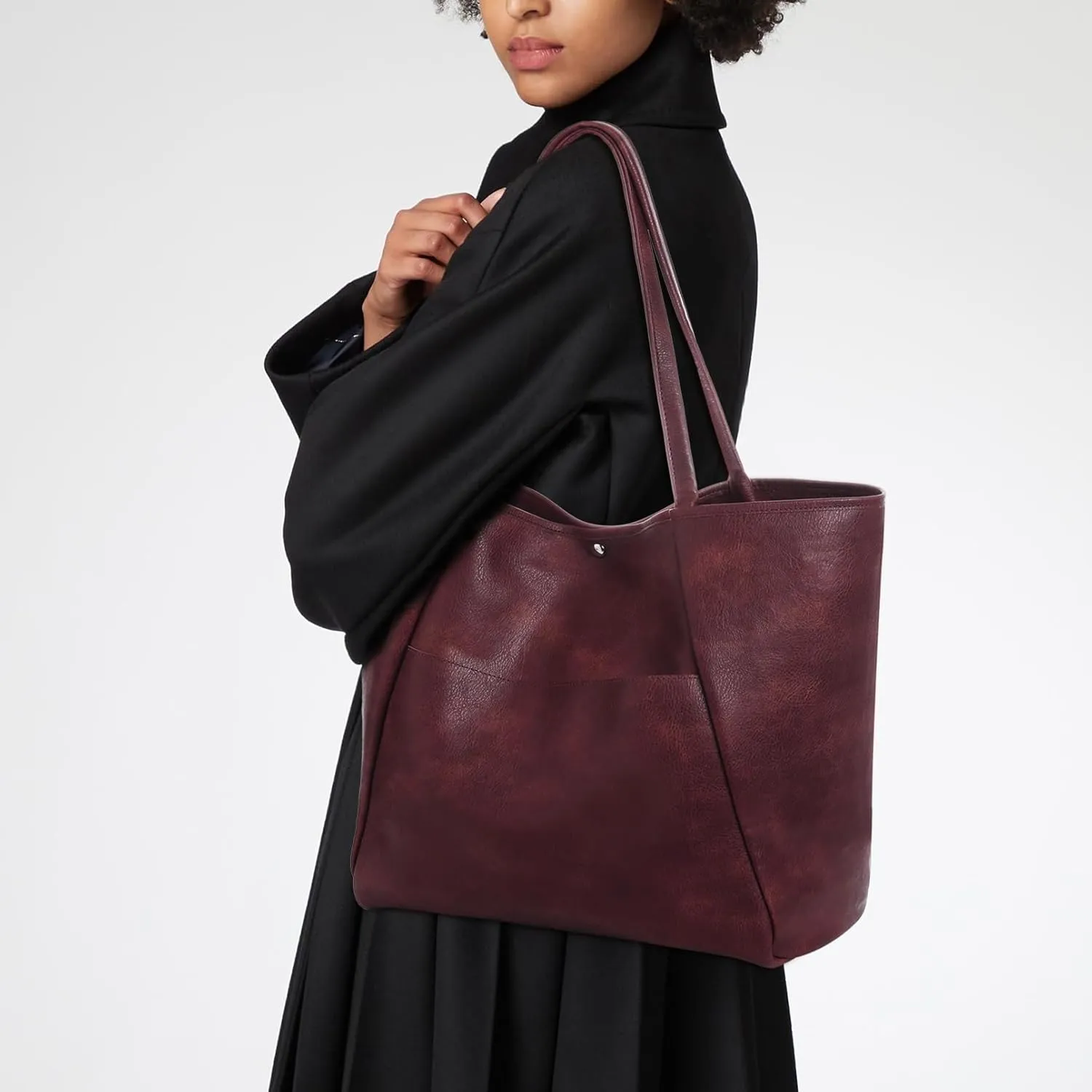 Large Tote Bag for Women Work 25L Travel Vegan Leather Ladies Handbags Weekender Purses