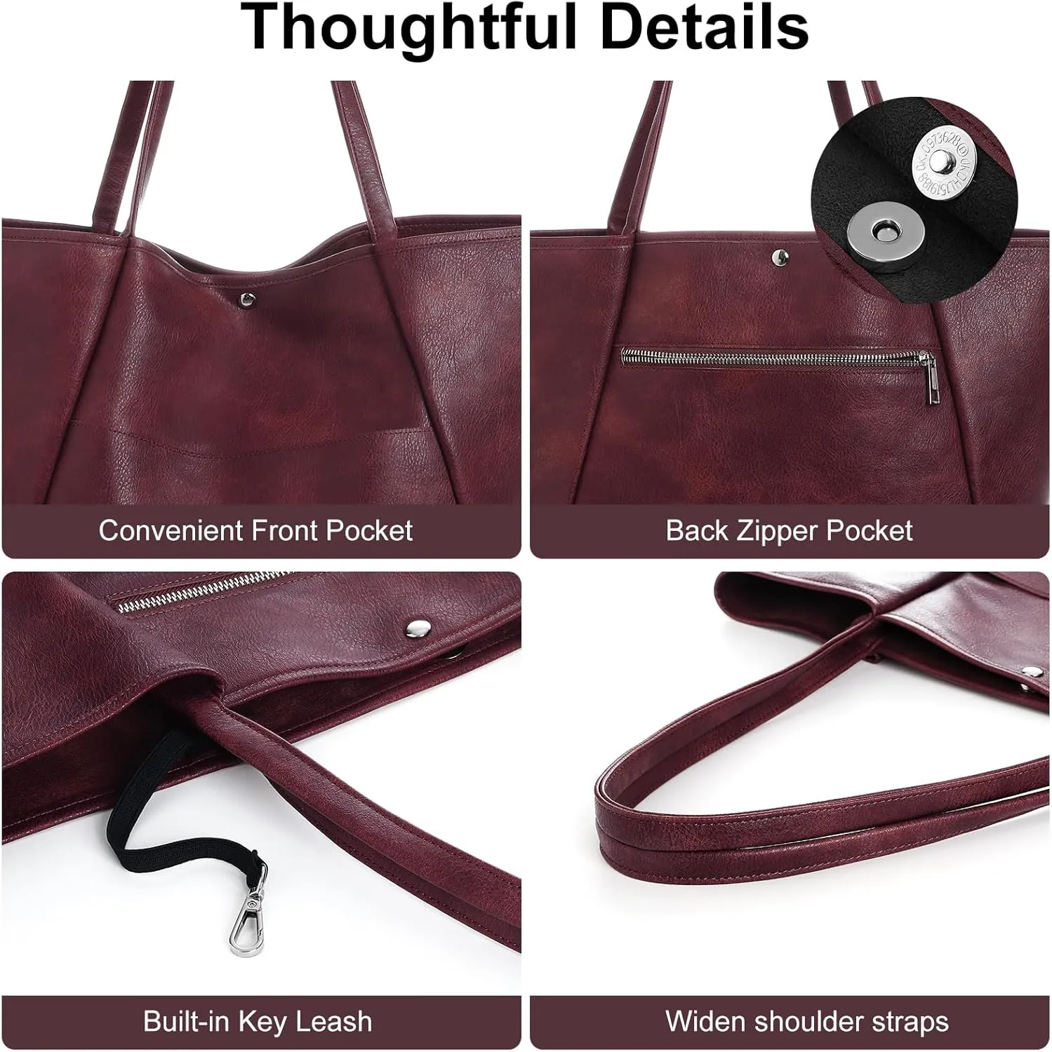 Large Tote Bag for Women Work 25L Travel Vegan Leather Ladies Handbags Weekender Purses