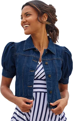 LASCANA Women's Puff Sleeve Denim Jacket