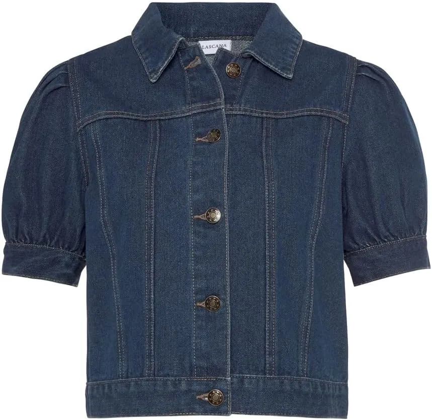 LASCANA Women's Puff Sleeve Denim Jacket
