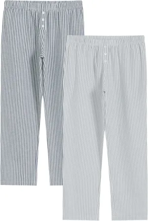 Latuza Women's 2 Pack Cotton Pajama Pants Seersucker Lounge Pants with Pockets