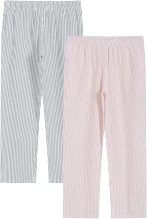 Latuza Women's 2 Pack Cotton Pajama Pants Seersucker Lounge Pants with Pockets