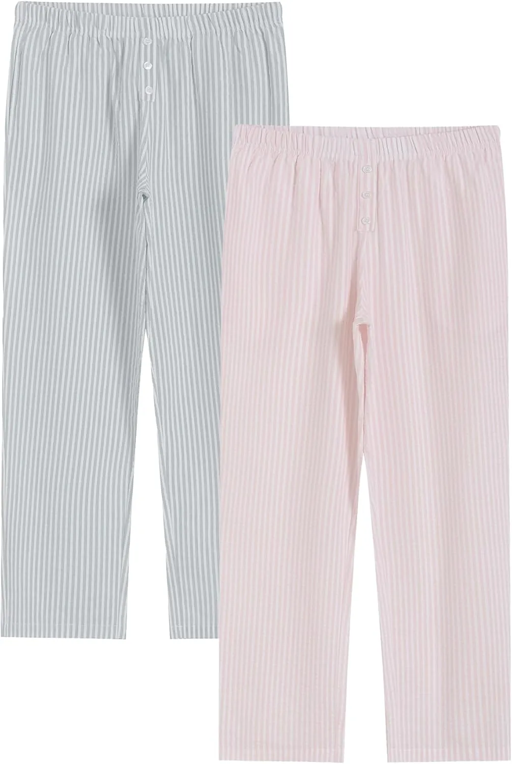 Latuza Women's 2 Pack Cotton Pajama Pants Seersucker Lounge Pants with Pockets