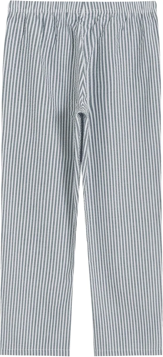 Latuza Women's 2 Pack Cotton Pajama Pants Seersucker Lounge Pants with Pockets