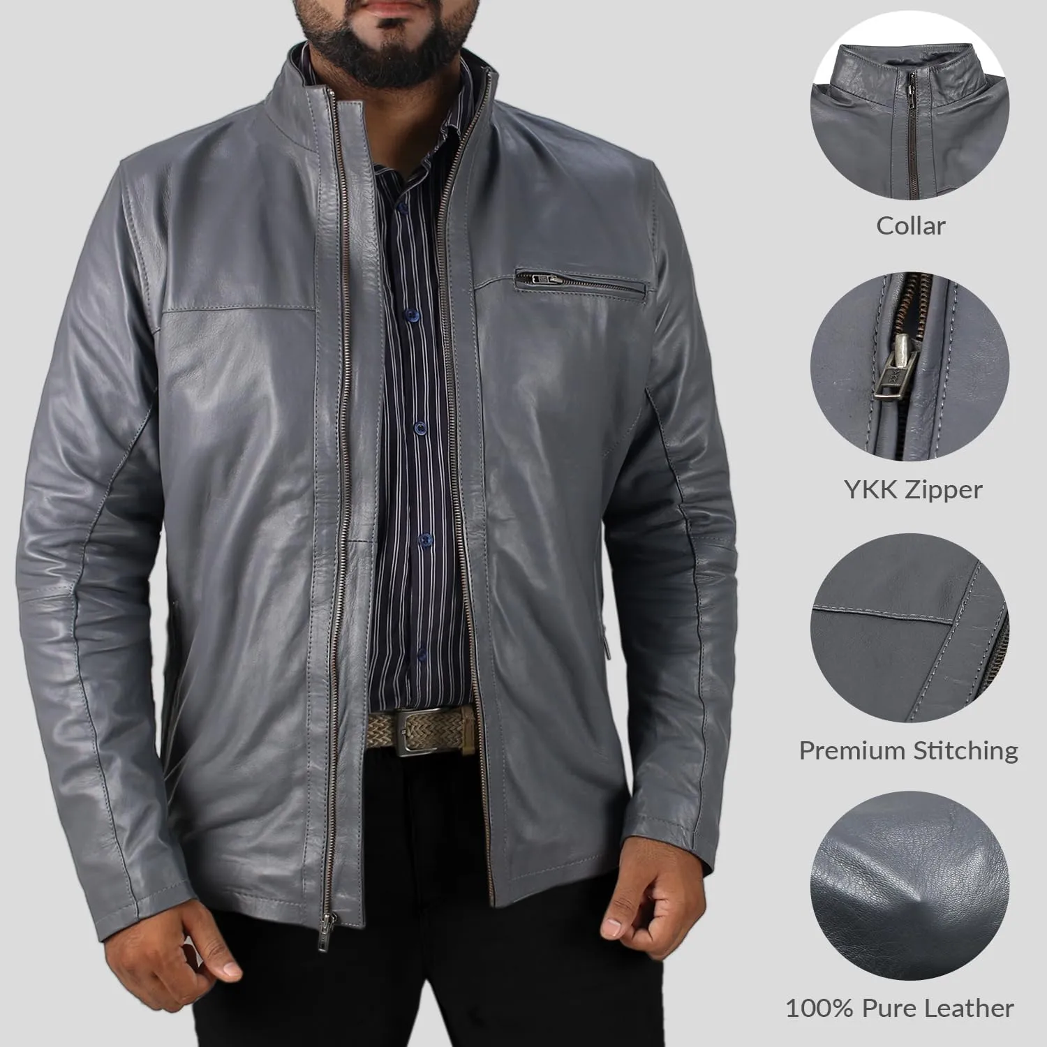 Laverapelle Men's Genuine Lambskin Leather Jacket (Black, Classic Jacket) - 1501135