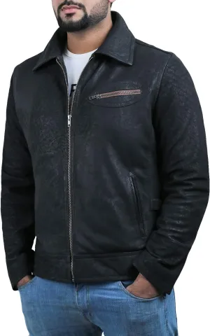Laverapelle Men's Genuine Lambskin Leather Jacket (Black, Classic Jacket) - 1501811