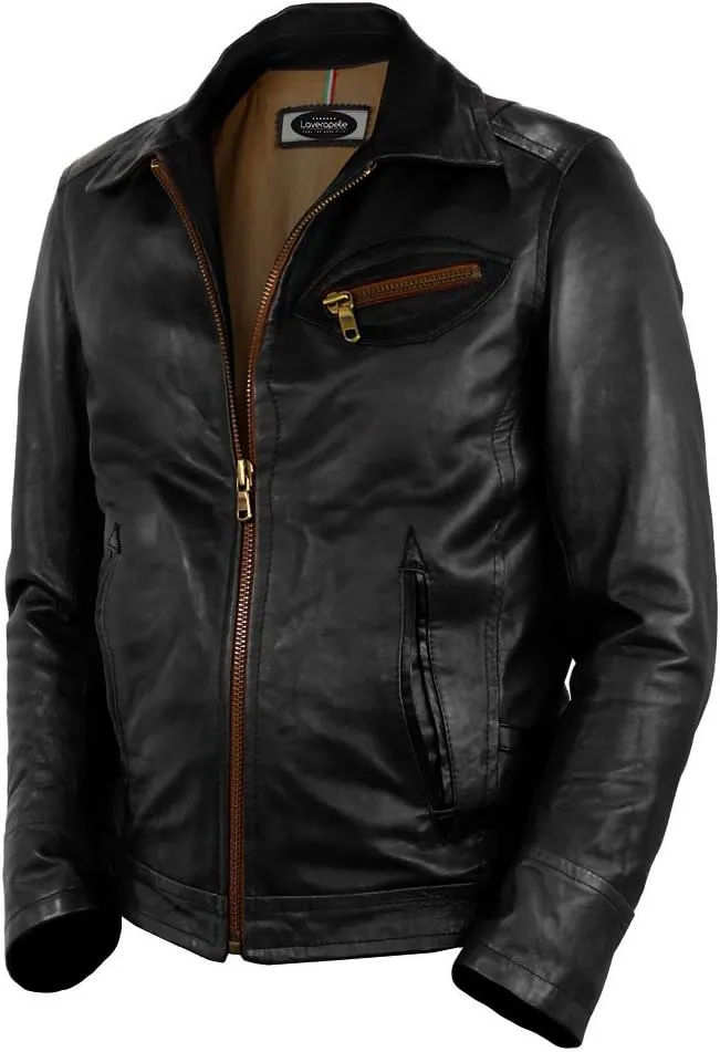 Laverapelle Men's Genuine Lambskin Leather Jacket (Black, Classic Jacket) - 1501811