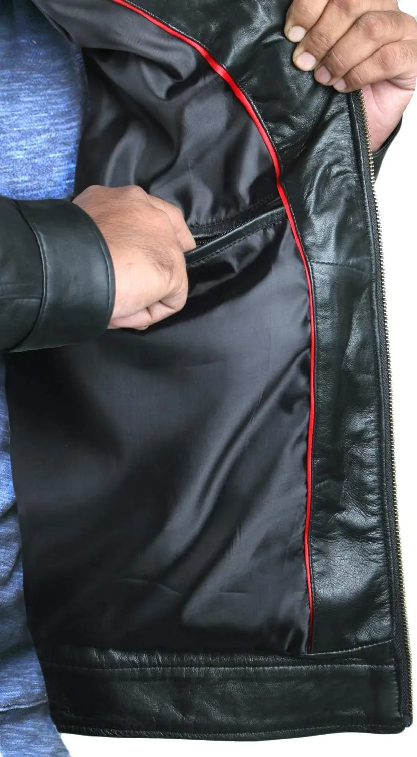 Laverapelle Men's Genuine Lambskin Leather Jacket (Black, Classic Jacket) - 1501814