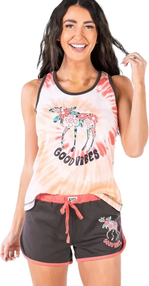 Lazy One Matching Pajamas for Women, Cute Pajama Shorts and Tank Top Set, Summer Pajamas