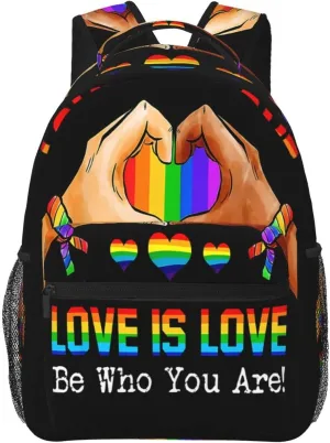 Lgbt Pride Rainbow Gay Love Is Love Be Who You Are Backpack Casual Pack Bag Laptop Backpack With Side Pocket Front Zipper Pocket Bookpack Travel Daypack Picnic Rucksack