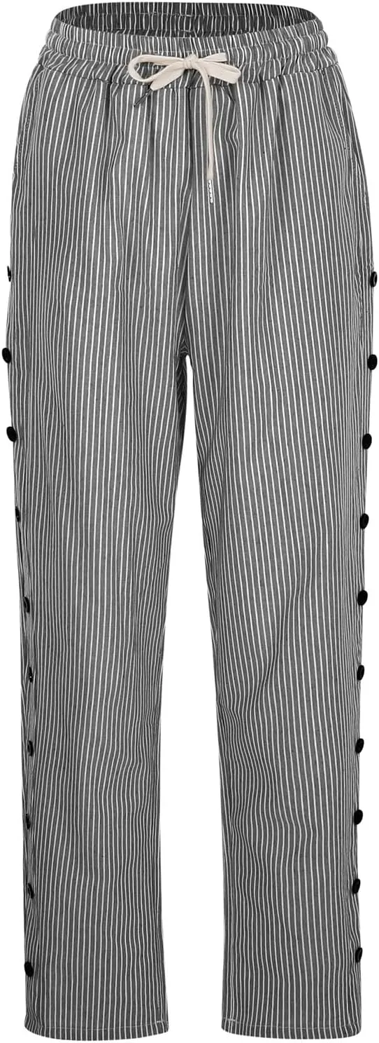 Linen Pants for Women Summer Lounge Pant Elastic Drawstring Casual Trousers with Pockets 2025 Beach Outfits
