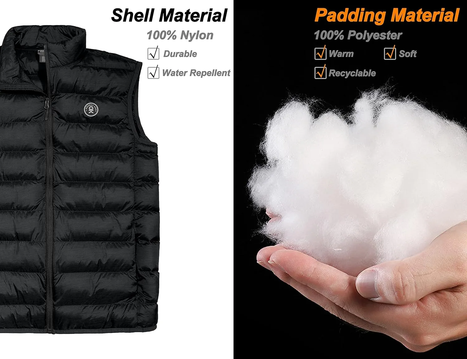 Little Donkey Andy Men's Lightweight Warm Puffer Vest Thermal Golf Sleeveless Jacket for Outdoor Hiking Travel Casual