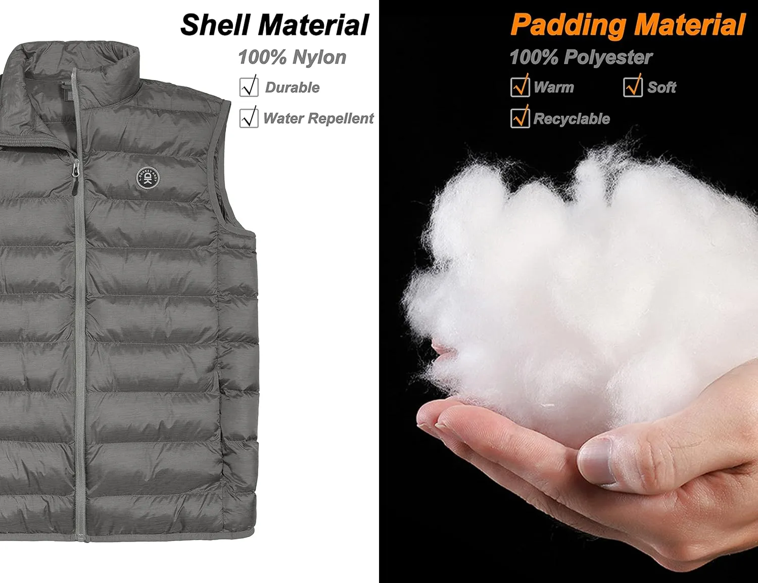 Little Donkey Andy Men's Lightweight Warm Puffer Vest Thermal Golf Sleeveless Jacket for Outdoor Hiking Travel Casual