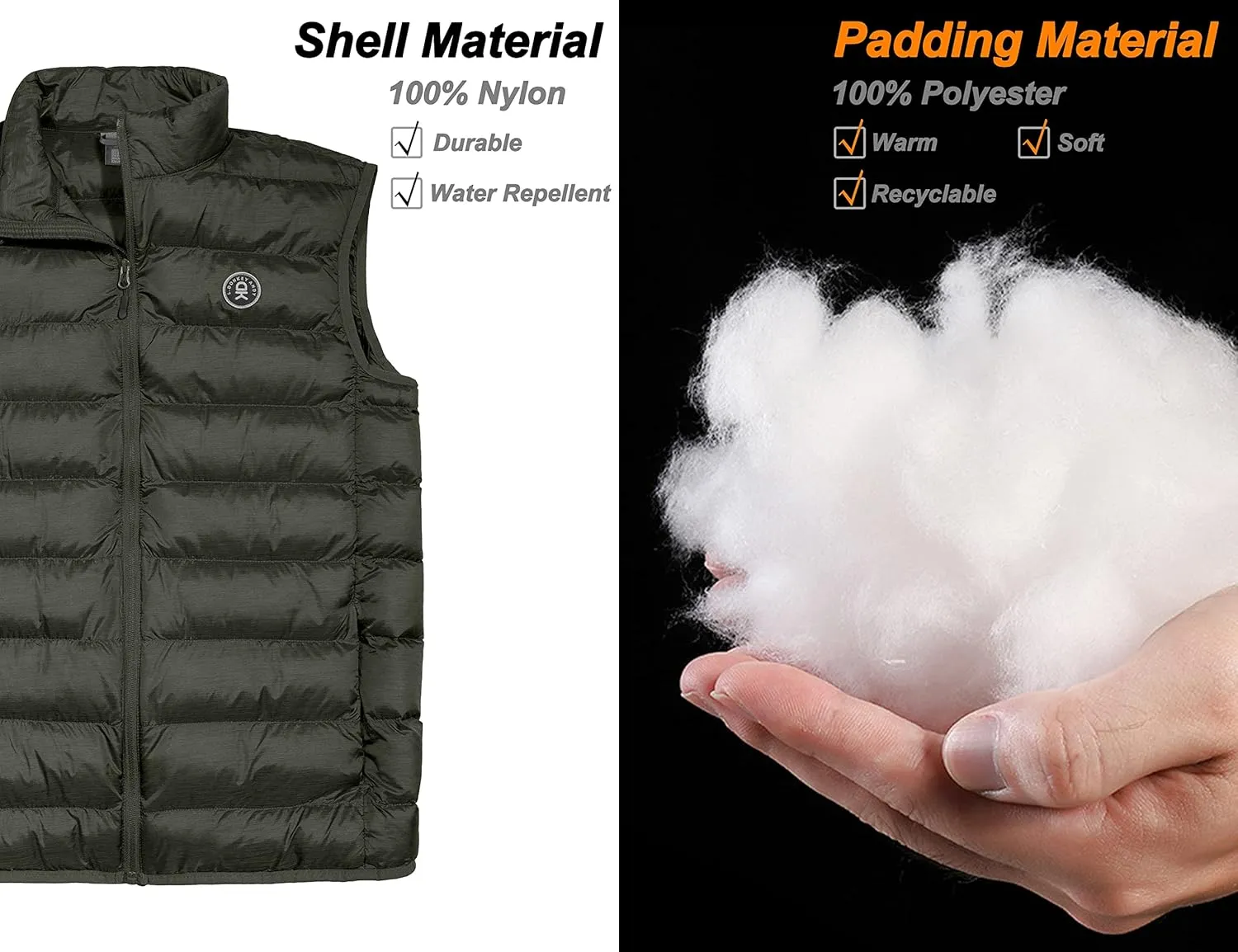Little Donkey Andy Men's Lightweight Warm Puffer Vest Thermal Golf Sleeveless Jacket for Outdoor Hiking Travel Casual