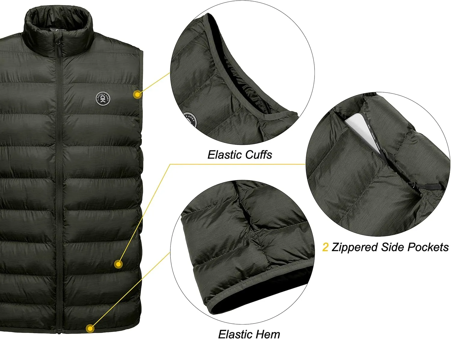 Little Donkey Andy Men's Lightweight Warm Puffer Vest Thermal Golf Sleeveless Jacket for Outdoor Hiking Travel Casual