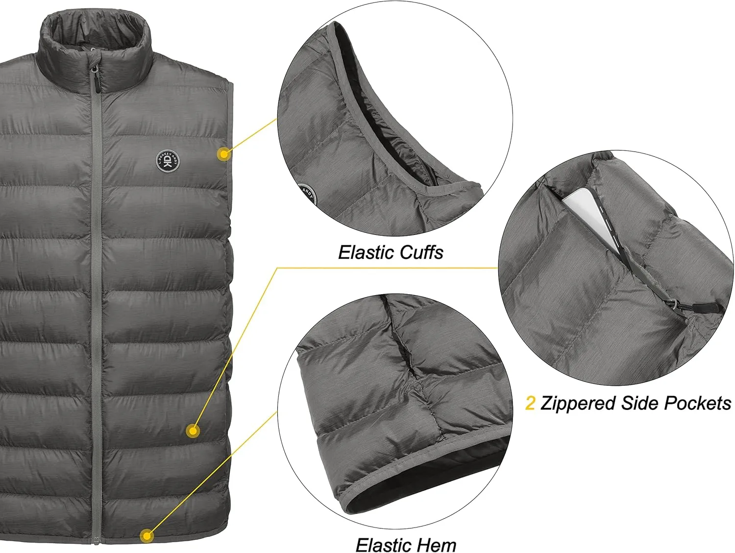Little Donkey Andy Men's Lightweight Warm Puffer Vest Thermal Golf Sleeveless Jacket for Outdoor Hiking Travel Casual