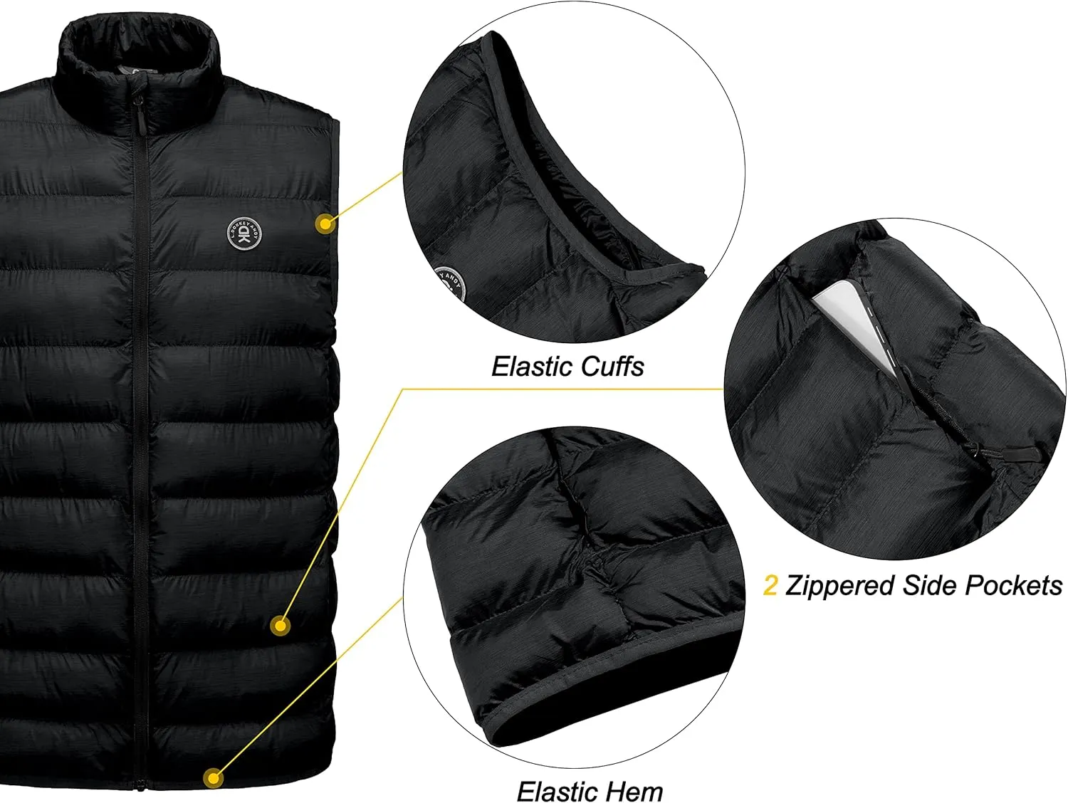 Little Donkey Andy Men's Lightweight Warm Puffer Vest Thermal Golf Sleeveless Jacket for Outdoor Hiking Travel Casual