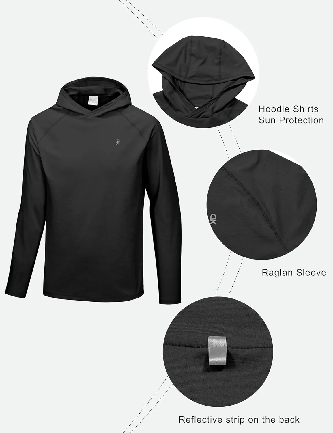 Little Donkey Andy Men's Quick Dry UPF Hoodie Shirt Long Sleeve Breathable UV Protection for Fishing Hiking