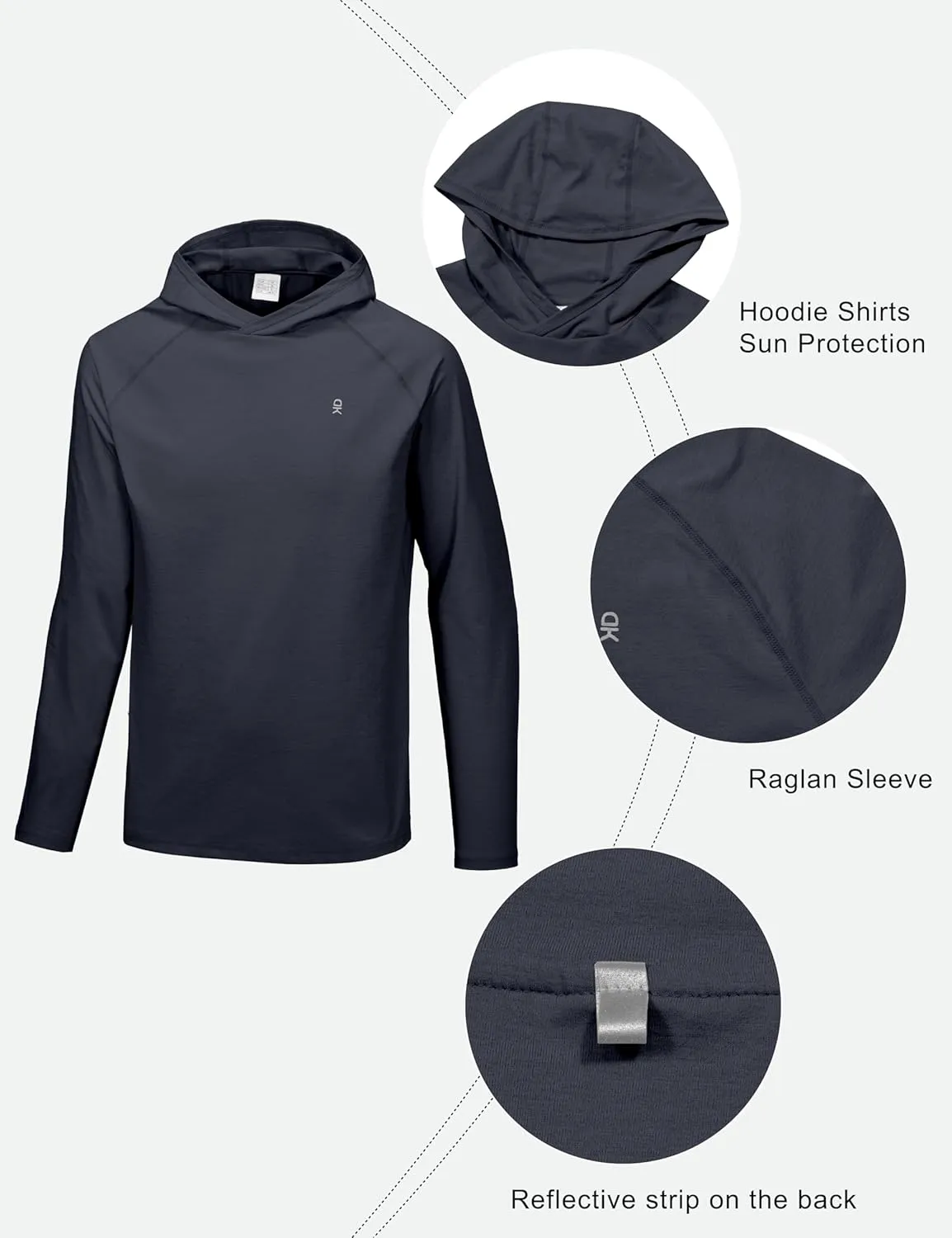 Little Donkey Andy Men's Quick Dry UPF Hoodie Shirt Long Sleeve Breathable UV Protection for Fishing Hiking