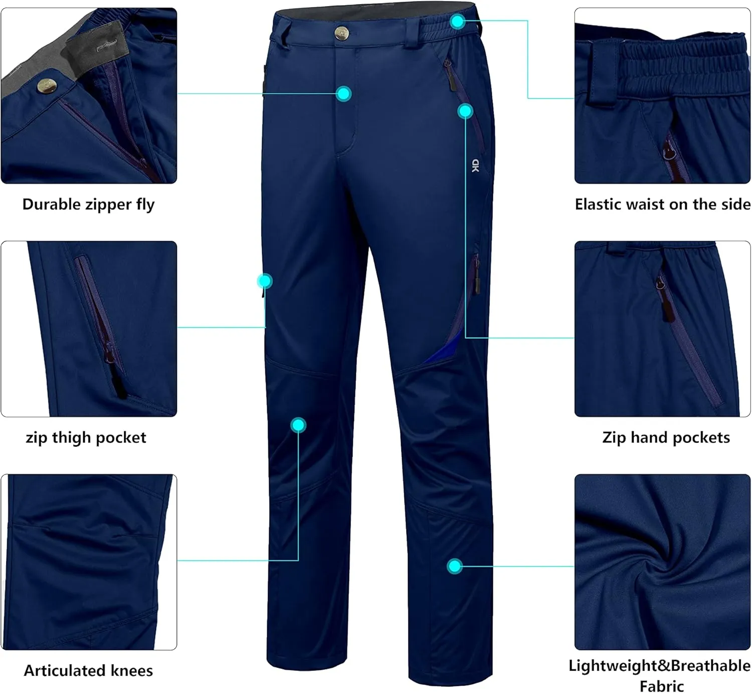 Little Donkey Andy Men's Stretch Hiking Golf Pants Lightweight Outdoor Athletic Softshell Casual Travel Camping